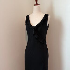 Black Vintage 90s Formal ruffle trim dress Size 9/10